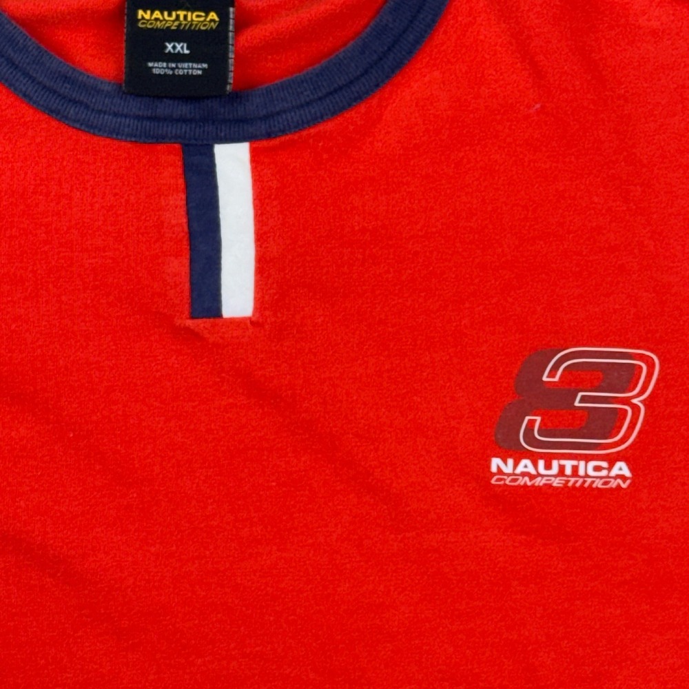 Vintage Y2K Nautica Competition T Shirt Mens XXL Red Ringer Racing #3 Tee